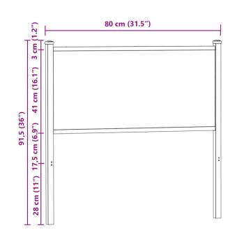 Kopfteil Räuchereiche 75 cm Holzwerkstoff und Stahl