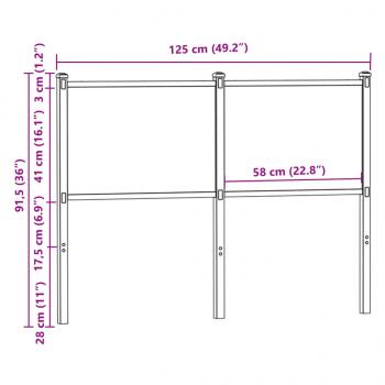 Kopfteil Räuchereiche 120 cm Holzwerkstoff und Stahl