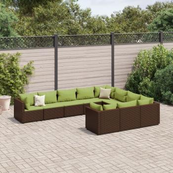 ARDEBO.de - 10-tlg. Garten-Sofagarnitur mit Kissen Braun Poly Rattan