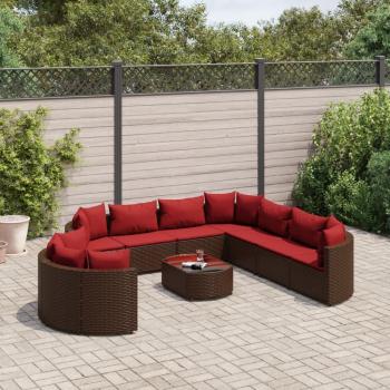 ARDEBO.de - 10-tlg. Garten-Sofagarnitur mit Kissen Braun Poly Rattan