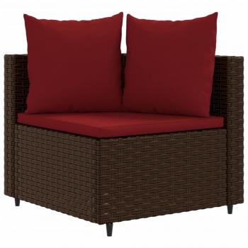 7-tlg. Garten-Sofagarnitur mit Kissen Braun Poly Rattan