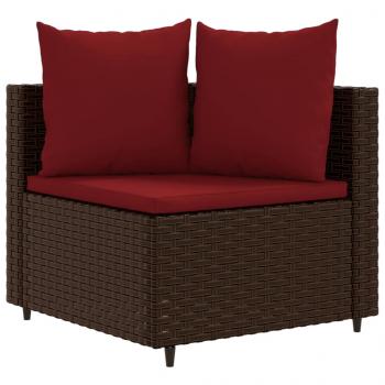 10-tlg. Garten-Sofagarnitur mit Kissen Braun Poly Rattan