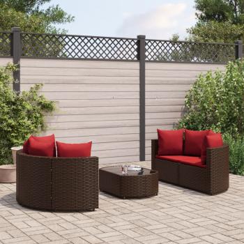 ARDEBO.de - 5-tlg. Garten-Sofagarnitur mit Kissen Braun Poly Rattan