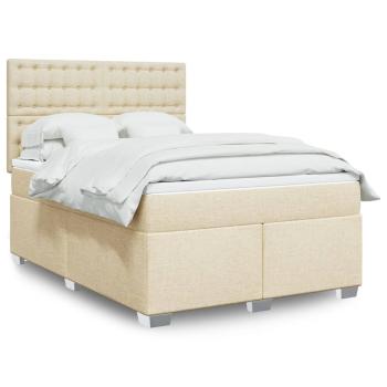 ARDEBO.de - Boxspringbett mit Matratze Creme 160x200 cm Stoff