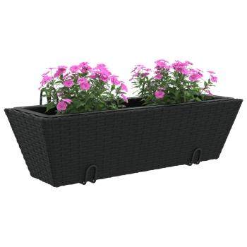 Pflanzkasten mit Haken 2 Stk. Schwarz Poly Rattan