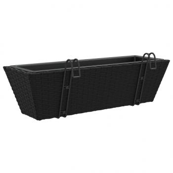 Pflanzkasten mit Haken 2 Stk. Schwarz Poly Rattan