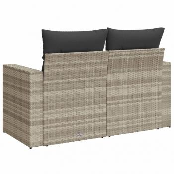 Gartensofa mit Kissen 2-Sitzer Hellgrau Poly Rattan