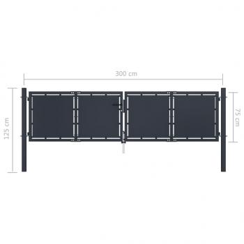 Gartentor Stahl 300 x 75 cm Anthrazit