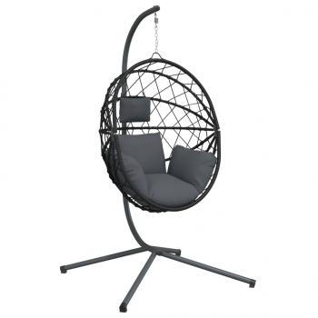 Hängesessel Ei-Design mit Ständer Anthrazit Rattan und Stahl