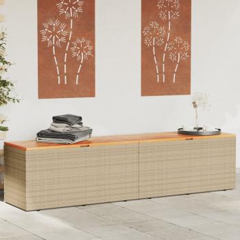 ARDEBO.de - Gartentruhe Beige 220x50x54 cm Poly Rattan Akazienholz