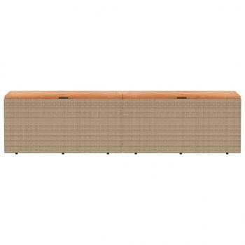 Gartentruhe Beige 220x50x54 cm Poly Rattan Akazienholz