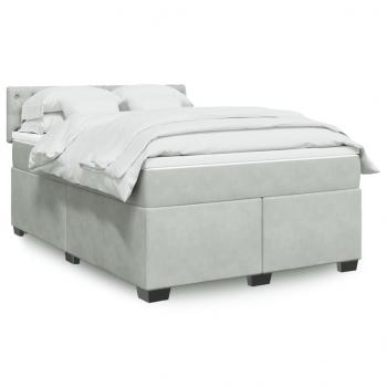 ARDEBO.de - Boxspringbett mit Matratze Hellgrau 140x190 cm Samt