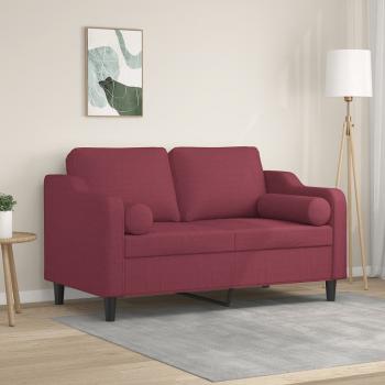 ARDEBO.de - 2-Sitzer-Sofa mit Zierkissen Weinrot 120 cm Stoff