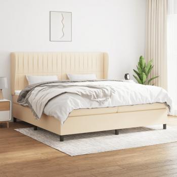 ARDEBO.de - Boxspringbett mit Matratze Creme 200x200 cm Stoff