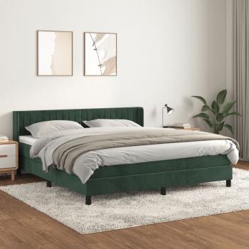 ARDEBO.de - Boxspringbett mit Matratze Dunkelgrün 160x200 cm Samt