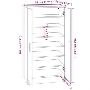 Schuhschrank Räuchereiche 55x35x108 cm Holzwerkstoff