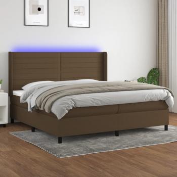 ARDEBO.de - Boxspringbett mit Matratze & LED Dunkelbraun 200x200 cm Stoff