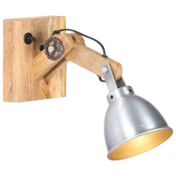 ARDEBO.de - Wandlampe E27 Silbern Mango Massivholz und Eisen