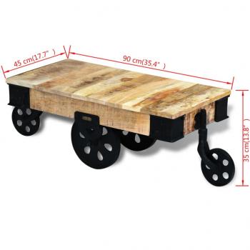 Couchtisch mit Rollen Raues Mangoholz