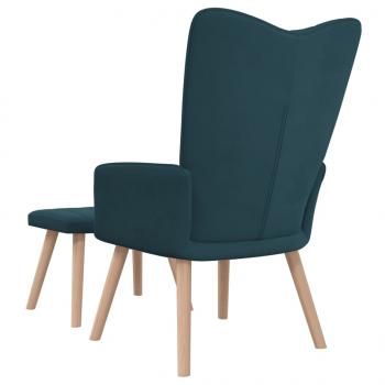 Relaxsessel mit Hocker Blau Samt