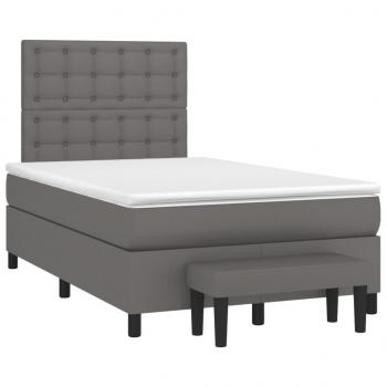 ARDEBO.de - Boxspringbett mit Matratze Grau 120x190 cm Kunstleder