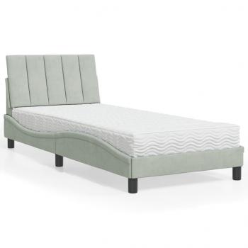 ARDEBO.de - Bett mit Matratze Hellgrau 80x200 cm Samt