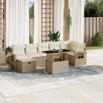 ARDEBO.de - 8-tlg. Garten-Sofagarnitur mit Kissen Beige Poly Rattan