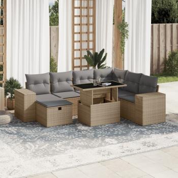 ARDEBO.de - 8-tlg. Garten-Sofagarnitur mit Kissen Beige Poly Rattan