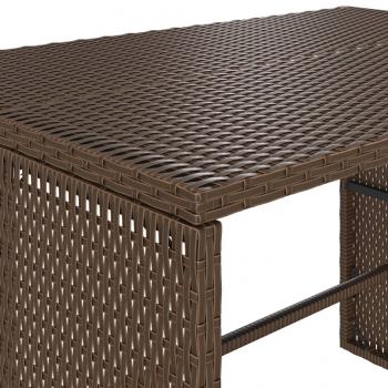 3-tlg. Garten-Essgruppe mit Kissen Braun Poly Rattan