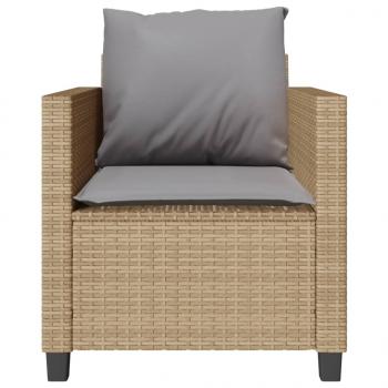 3-tlg. Bistro-Set mit Kissen Beige Poly Rattan