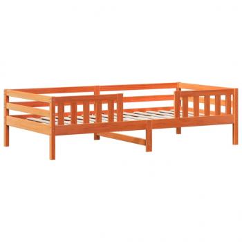 Massivholzbett und Bank mit Dach Orange 75x190 cm Kiefernholz