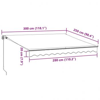 Markise mit LED-Beleuchtung Manuell Anthrazit & Weiß 300x250 cm