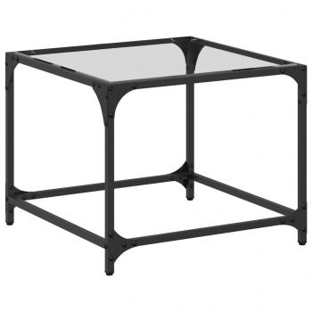 ARDEBO.de - Couchtisch mit Glasplatte Transparent 50x50x40 cm Stahl