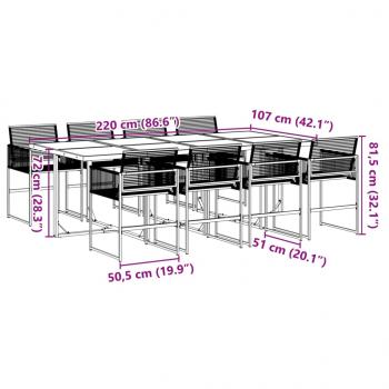 9-tlg. Garten-Essgruppe Schwarz Poly Rattan