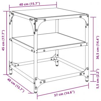 Couchtische mit Glasplatten 2 Stk. Transparent 40x40x45cm Stahl