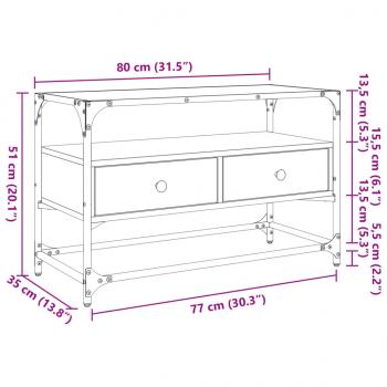 TV-Schrank mit Glasplatte Grau Sonoma 80x35x51 cm Holzwerkstoff