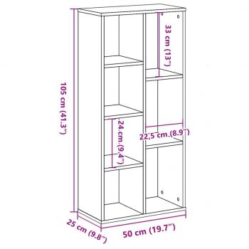 Bücherregal Weiß 50x25x105 cm Holzwerkstoff