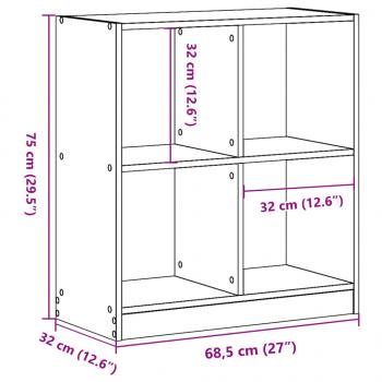 Bücherregal Grau Sonoma 68,5x32x75 cm Holzwerkstoff