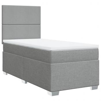 Boxspringbett mit Matratze Hellgrau 90x190 cm Stoff