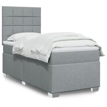 ARDEBO.de - Boxspringbett mit Matratze Hellgrau 90x190 cm Stoff