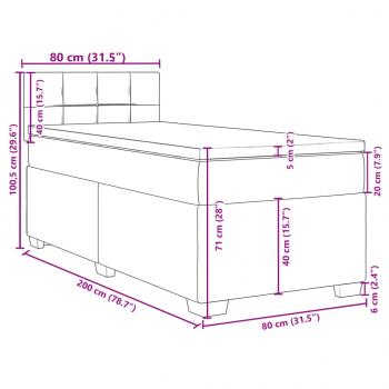 Boxspringbett mit Matratze Dunkelgrau 80x200 cm Stoff