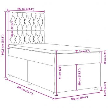 Boxspringbett mit Matratze Schwarz 100x200 cm Stoff