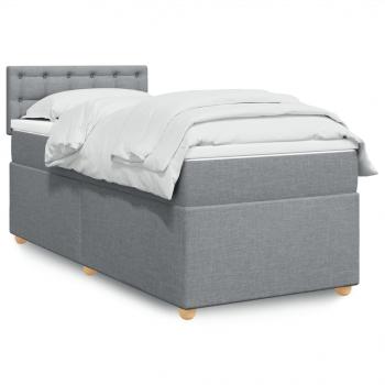 ARDEBO.de - Boxspringbett mit Matratze Hellgrau 90x190 cm Stoff