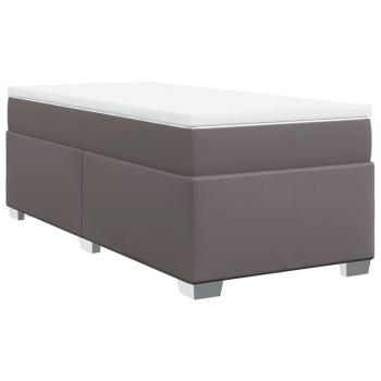 Boxspringbett mit Matratze Grau 90x200 cm Kunstleder