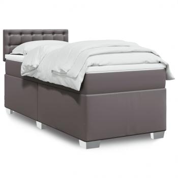 ARDEBO.de - Boxspringbett mit Matratze Grau 90x190 cm Kunstleder