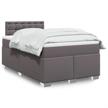 ARDEBO.de - Boxspringbett mit Matratze Grau 120x190 cm Kunstleder