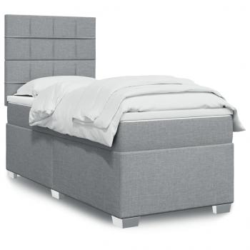 ARDEBO.de - Boxspringbett mit Matratze Hellgrau 90x190 cm Stoff