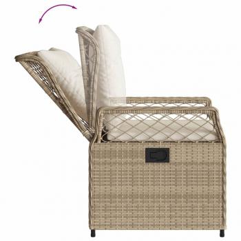 7-tlg. Garten-Essgruppe mit Kissen Beige Poly Rattan