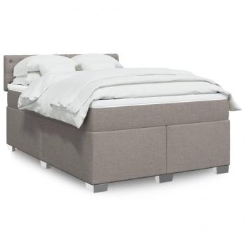 ARDEBO.de - Boxspringbett mit Matratze Taupe 140x200 cm Stoff