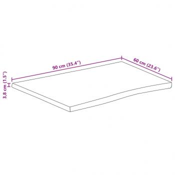 Tischplatte mit Baumkante 90x60x3,8 cm Raues Mango Massivholz